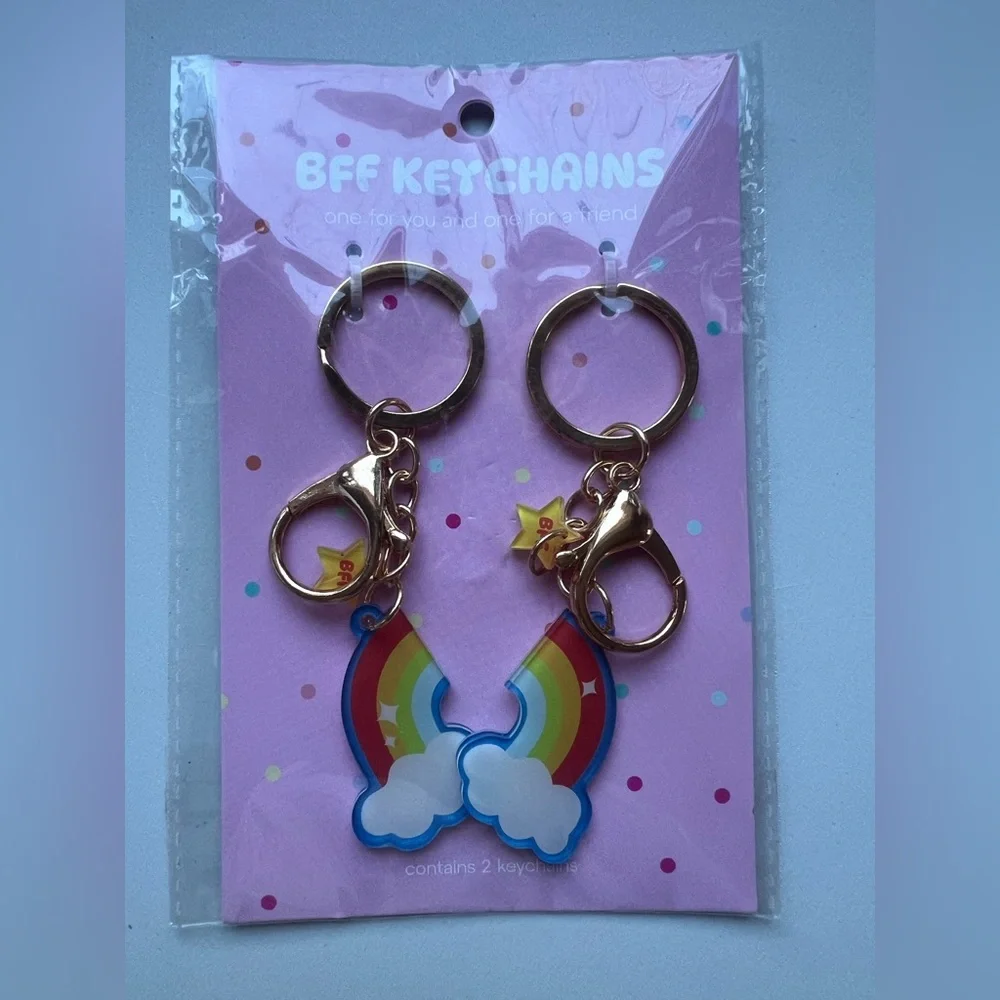 Gold Rainbow Cloud Keychain Set - Kids Accessories